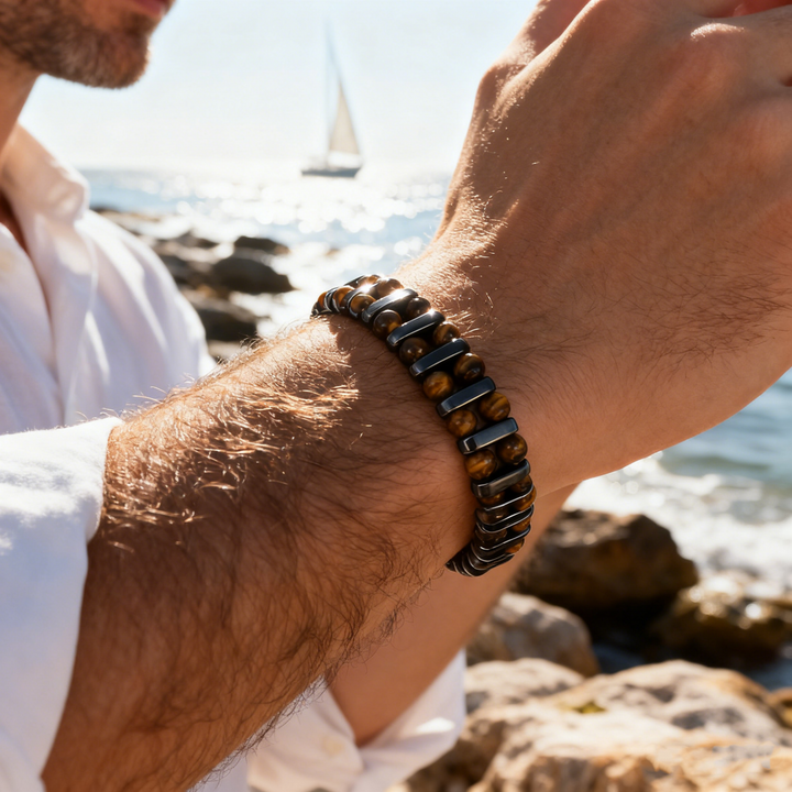 Rustiva™ | Tijgeroog Natuursteen Armband voor Heren