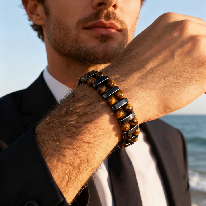 Rustiva™ | Tijgeroog Natuursteen Armband voor Heren