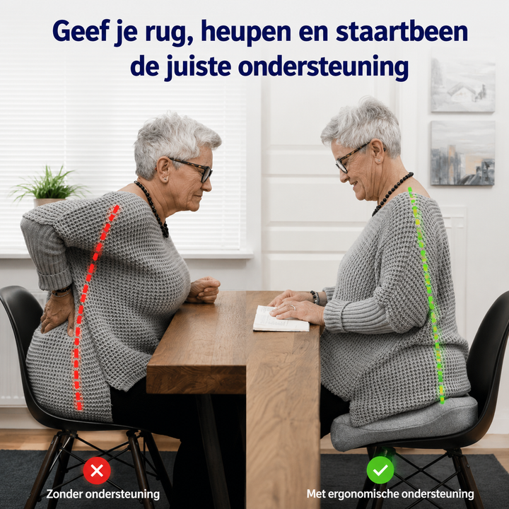 Rustiva™ | Ergonomisch Zitkussen voor Rug & Stuitje - Voor de correcte zithouding!