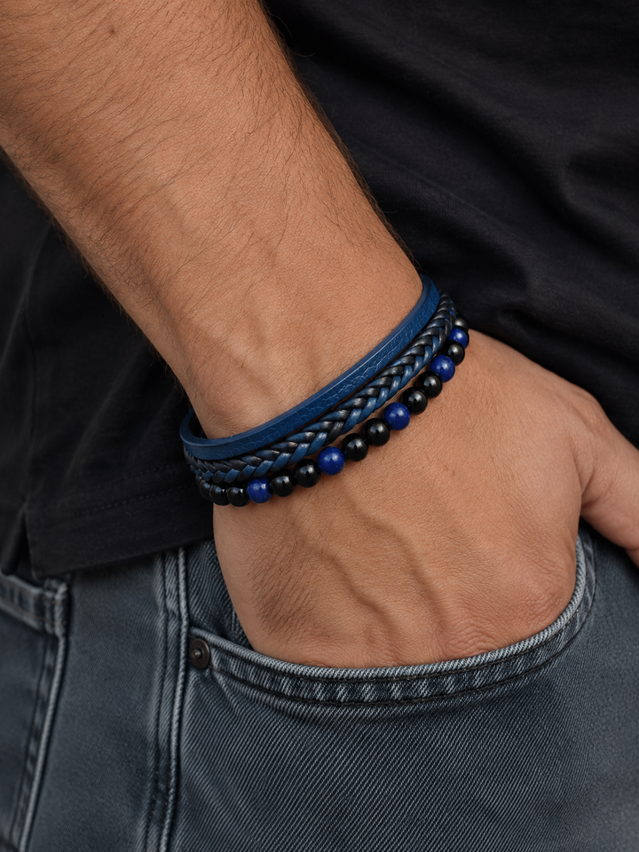 Rustiva™ | Dubbele Heren Armband Met Natuursteen