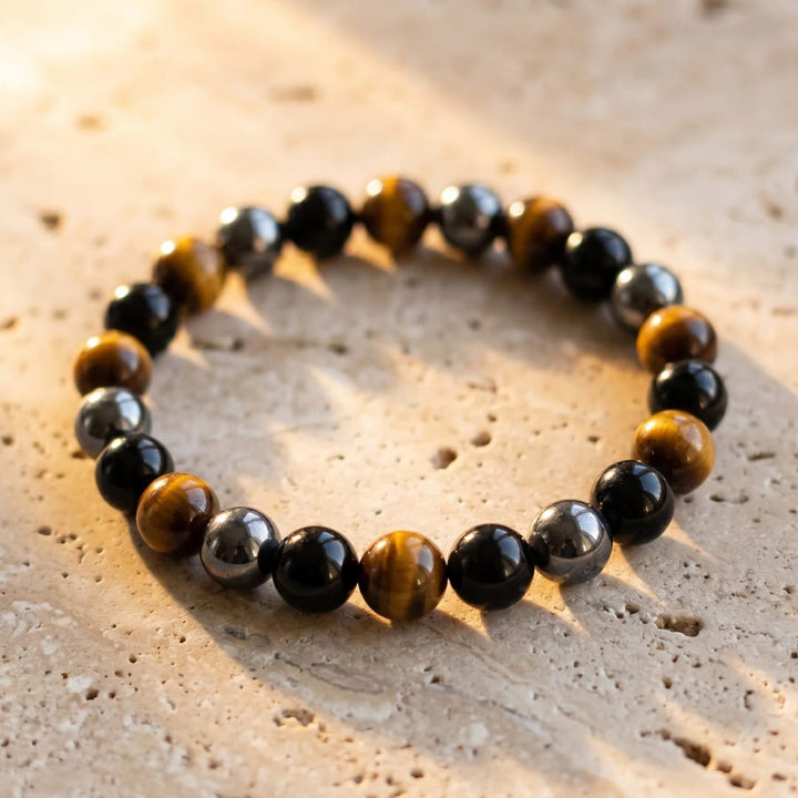 Beschermende Armband met Tijgeroog, Hematiet & Obsidiaan