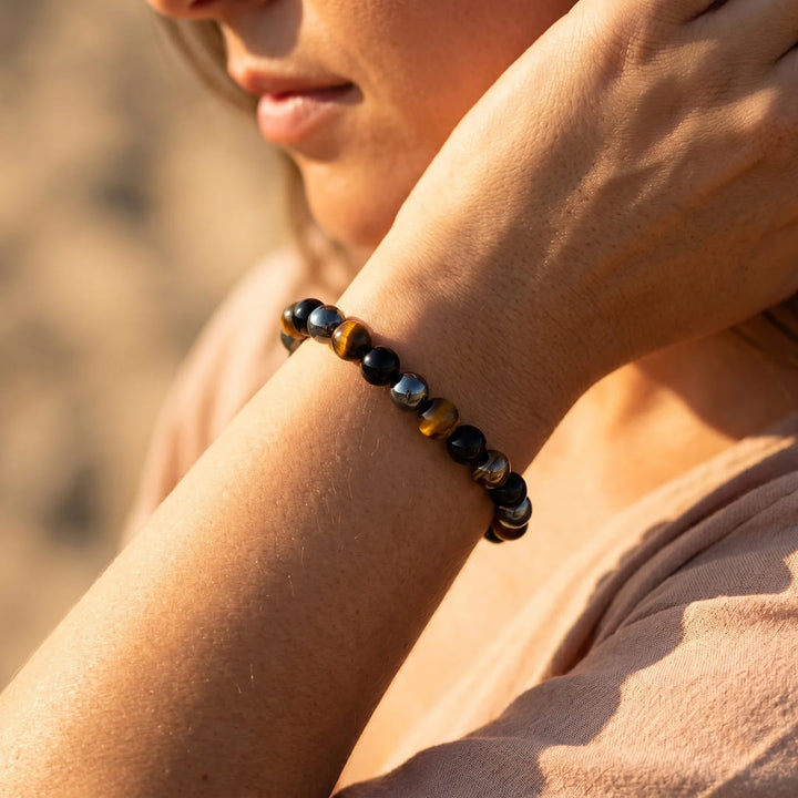 Beschermende Armband met Tijgeroog, Hematiet & Obsidiaan