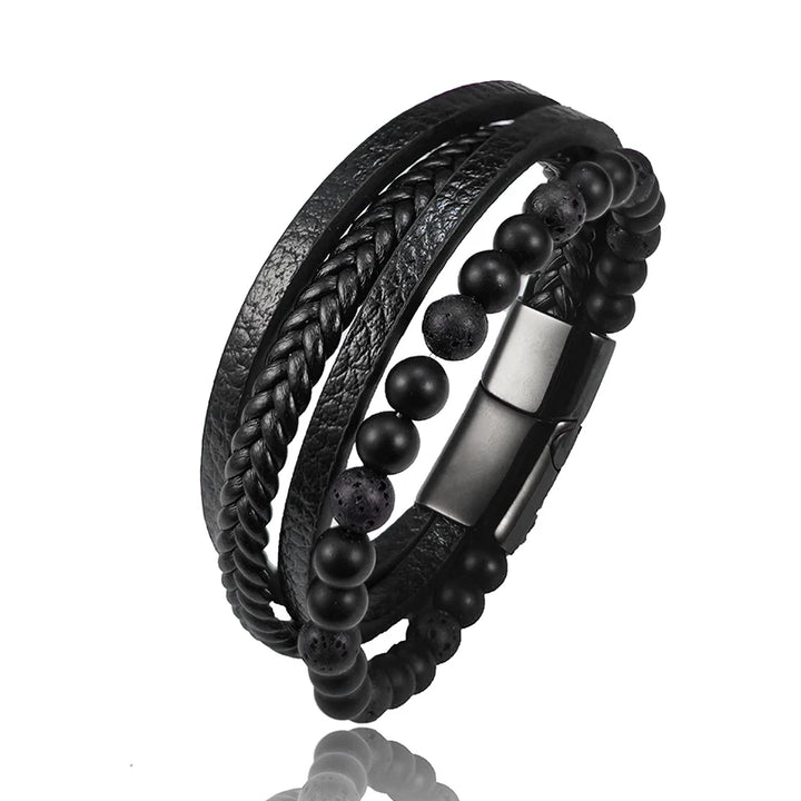Rustiva™ | Dubbele Heren Armband Met Natuursteen