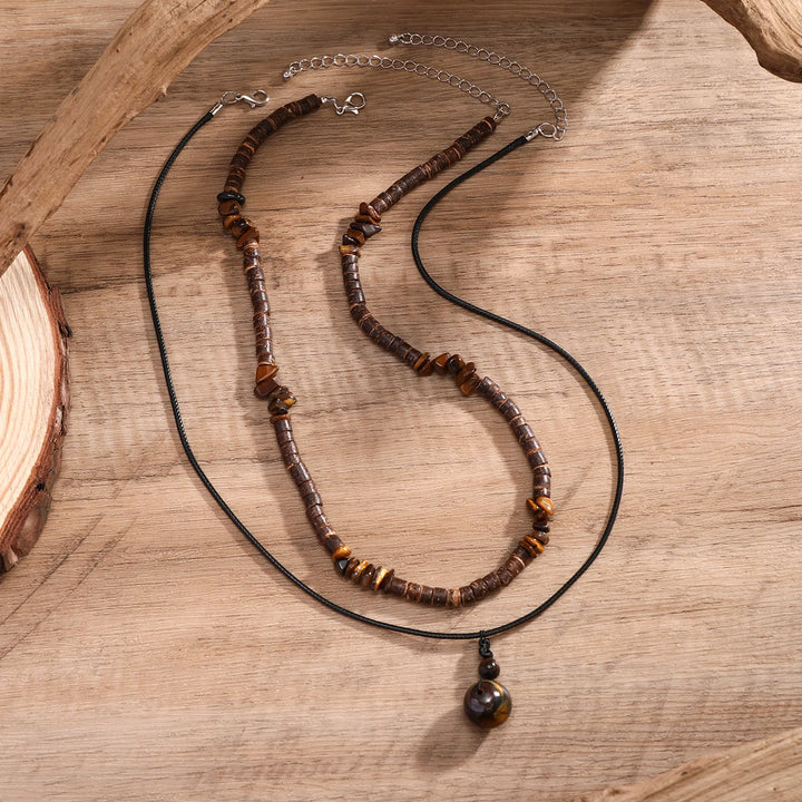 Rustiva™ | Stoere Dubbele Natuursteen Ketting Set voor Heren