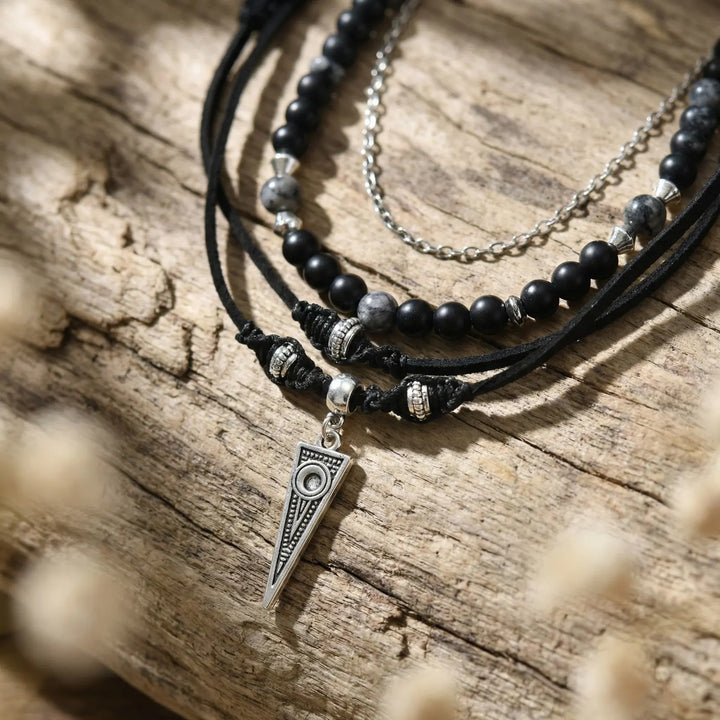 Rustiva™ | Gelaagde Zwarte Ketting Voor Heren