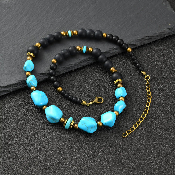 Rustiva™ | Vintage Turquoise Natuursteen Ketting