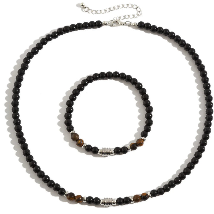 Rustiva™ | Vintage Natuursteen Kettting & Armband Set