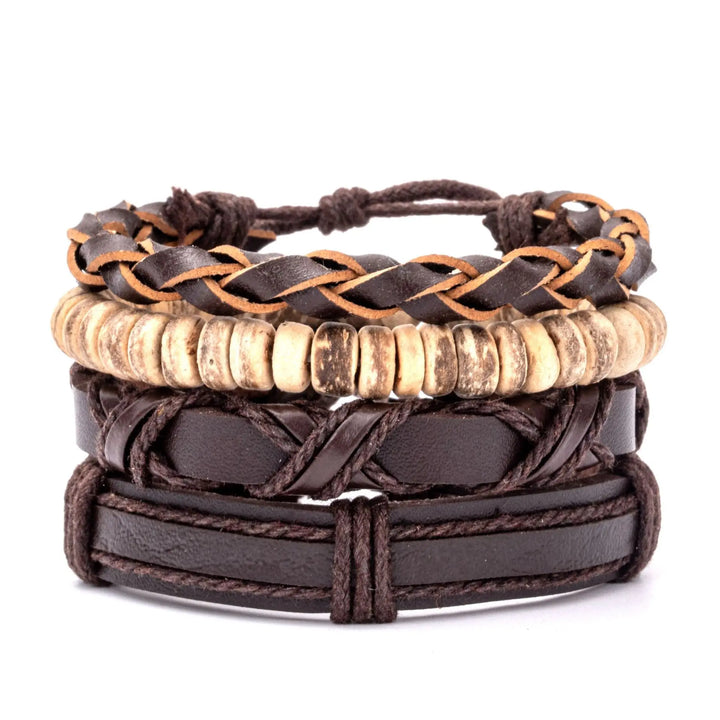 Rustiva™ | Vintage Leren Heren Armband Set