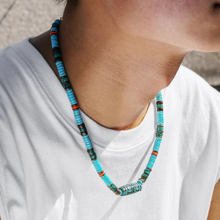 Rustiva™ | Zomerse Turquoise Kralenketting Voor Heren