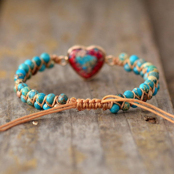 Rustiva™ | Boho Hartjes Armband met Natuursteen