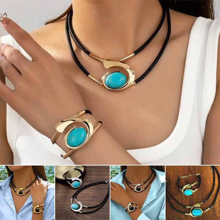Rustiva™ | Boho Natuursteen Halsketting & Armband Set