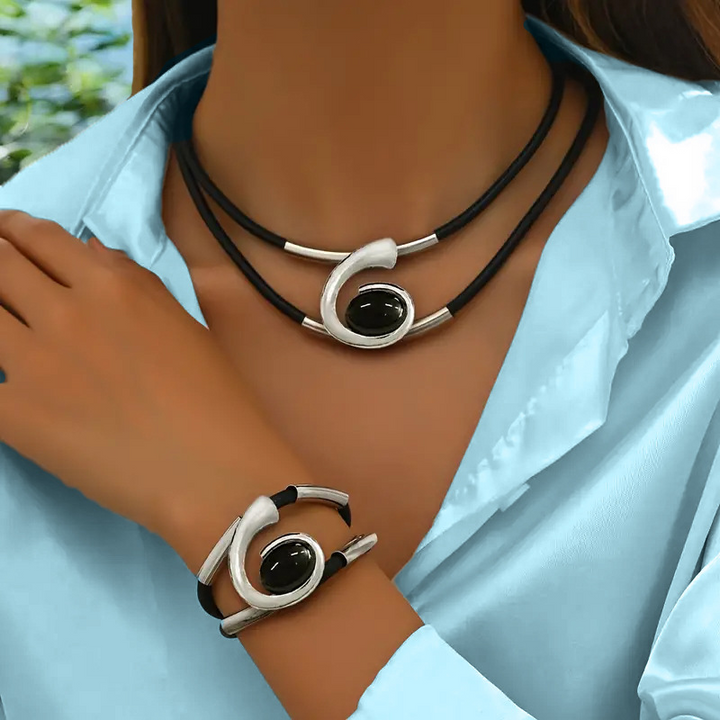 Rustiva™ | Boho Natuursteen Halsketting & Armband Set