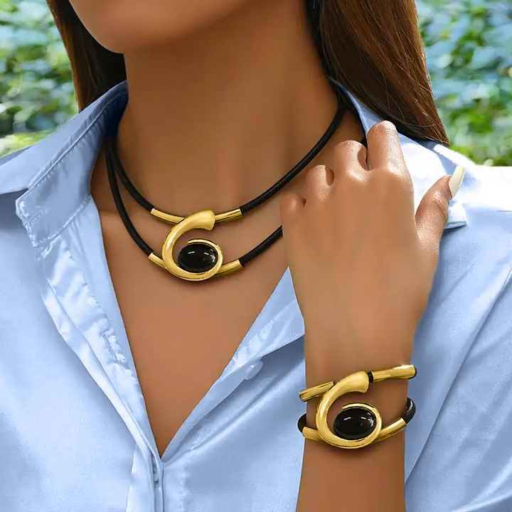 Rustiva™ | Boho Natuursteen Halsketting & Armband Set