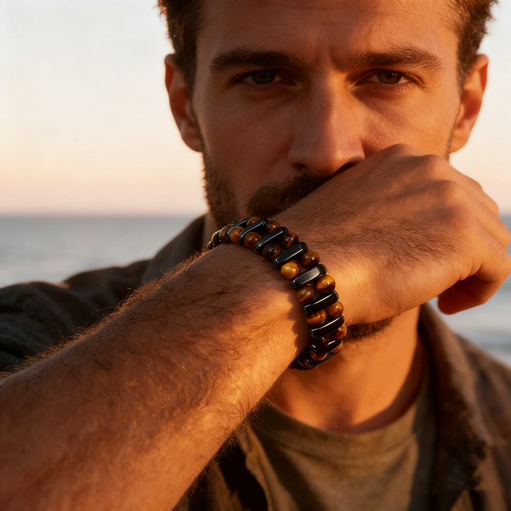 Rustiva™ | Tijgeroog Natuursteen Armband voor Heren