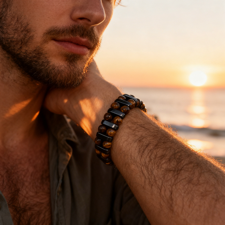 Rustiva™ | Tijgeroog Natuursteen Armband voor Heren