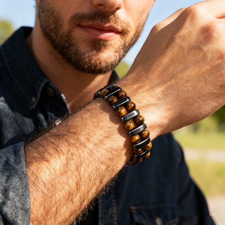 Rustiva™ | Tijgeroog Natuursteen Armband voor Heren