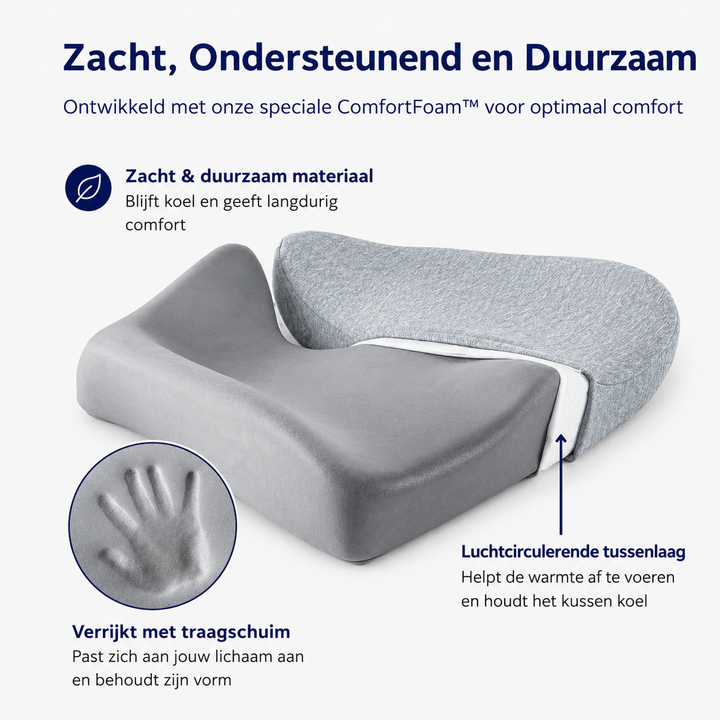 Rustiva™ | Ergonomisch Zitkussen voor Rug & Stuitje - Voor de correcte zithouding!