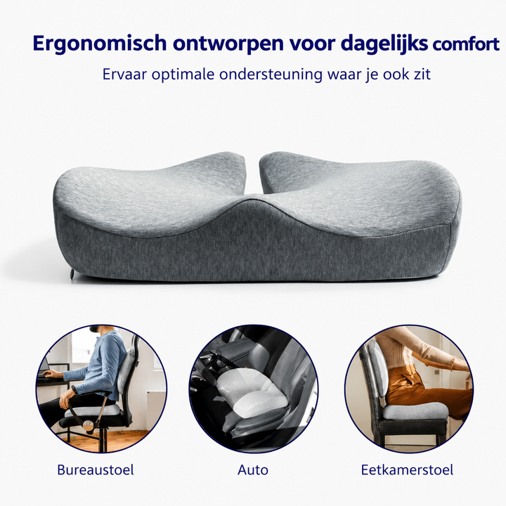 Rustiva™ | Ergonomisch Zitkussen voor Rug & Stuitje - Voor de correcte zithouding!