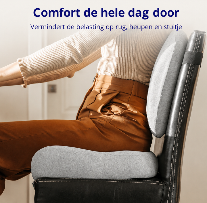 Rustiva™ | Ergonomisch Zitkussen voor Rug & Stuitje - Voor de correcte zithouding!