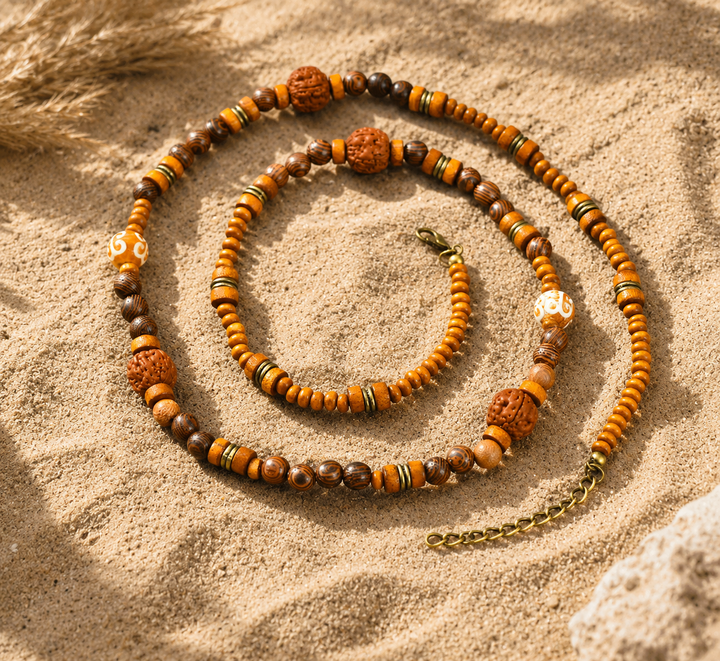 Rustiva™ | Stoere Houten Kralen Ketting