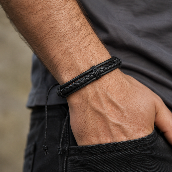 Rustiva™ | Gevlochten Leren Heren Armband