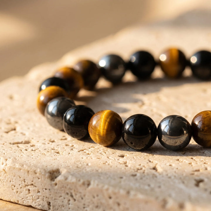 Beschermende Armband met Tijgeroog, Hematiet & Obsidiaan