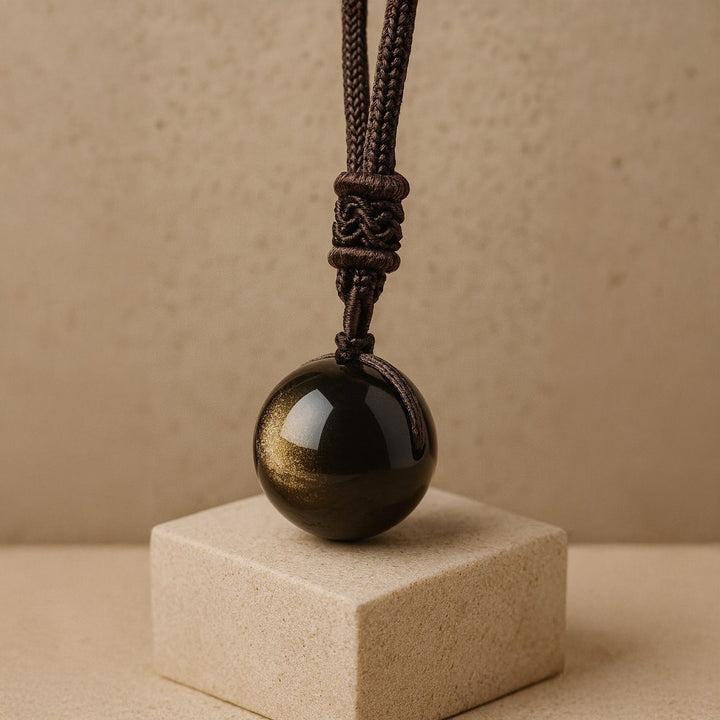 Rustiva™ | Rustgevende Gouden Obsidiaan Hanger