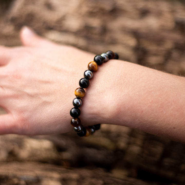 Beschermende Armband met Tijgeroog, Hematiet & Obsidiaan