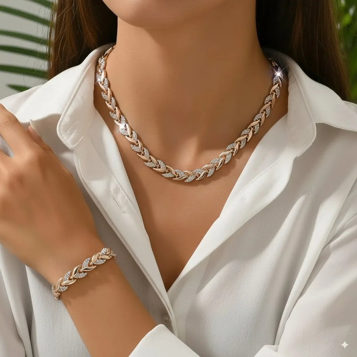 Rustiva™ | Elegante Visgraat Ketting en Armband Set