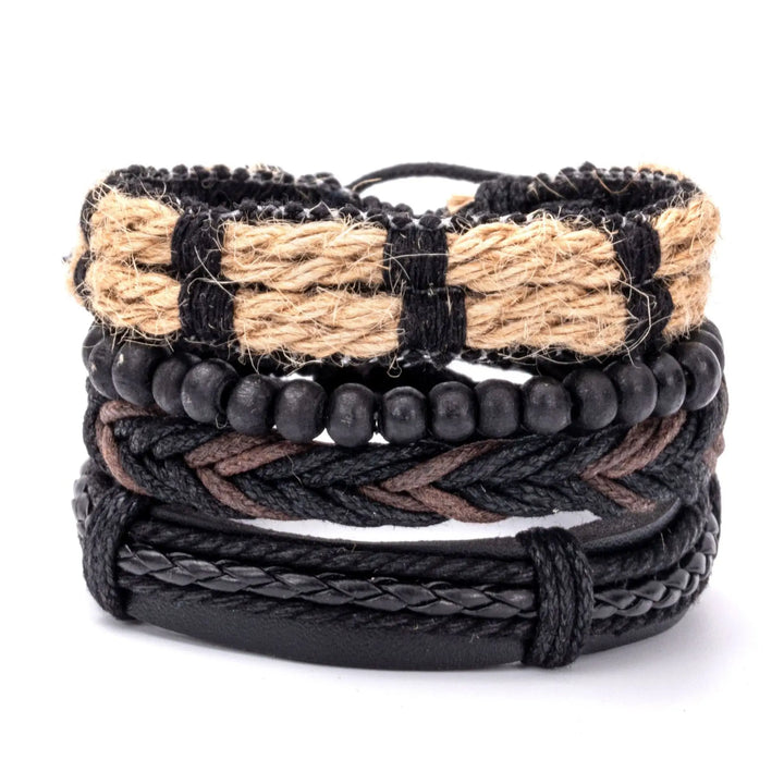 Rustiva™ | Vintage Leren Heren Armband Set