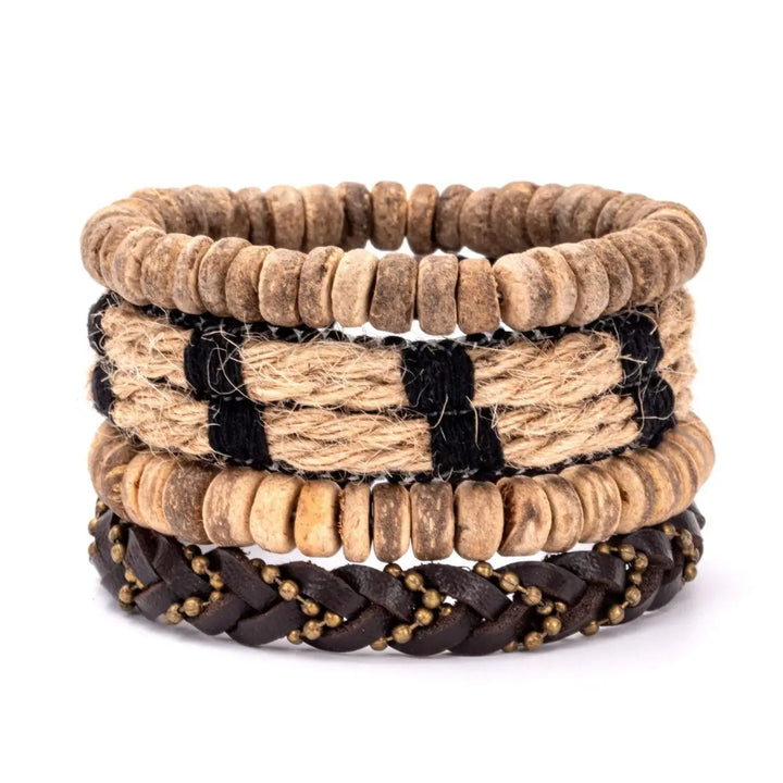 Rustiva™ | Vintage Leren Heren Armband Set