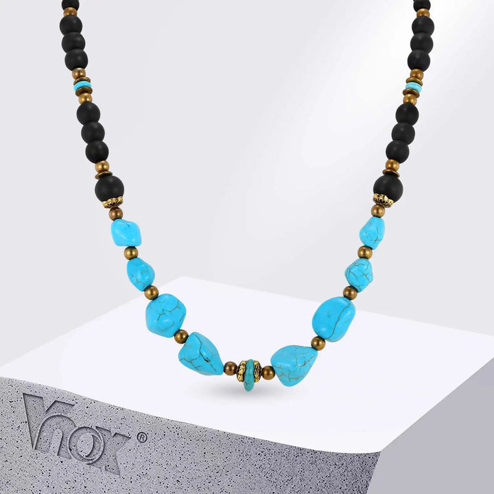 Rustiva™ | Vintage Turquoise Natuursteen Ketting