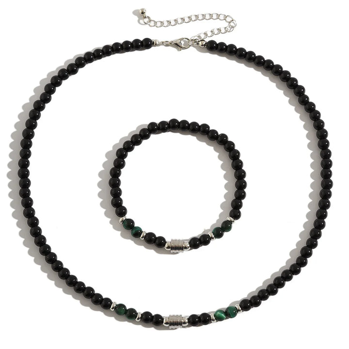 Rustiva™ | Vintage Natuursteen Kettting & Armband Set
