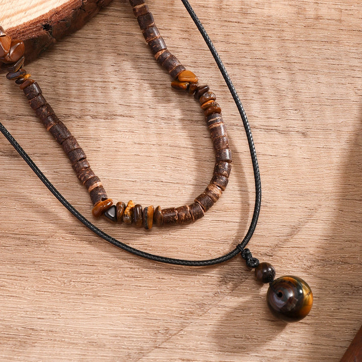 Rustiva™ | Stoere Dubbele Natuursteen Ketting Set voor Heren