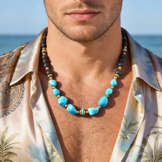 Rustiva™ | Vintage Turquoise Natuursteen Ketting