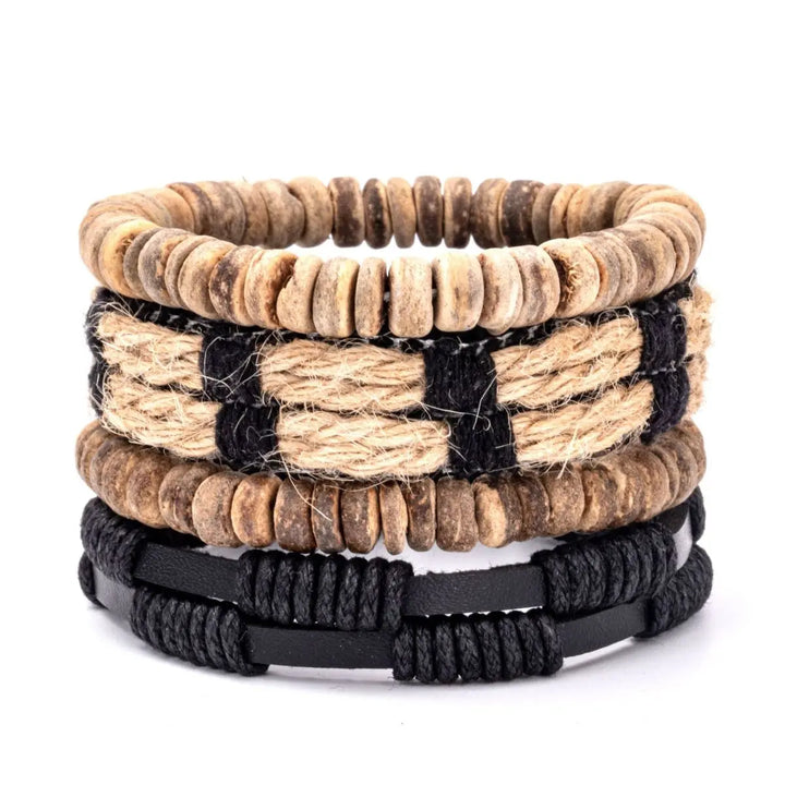 Rustiva™ | Vintage Leren Heren Armband Set