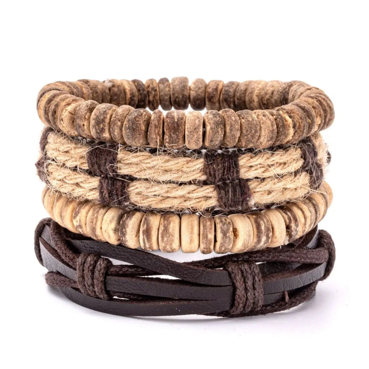 Rustiva™ | Vintage Leren Heren Armband Set