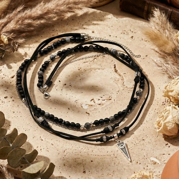 Rustiva™ | Gelaagde Zwarte Ketting Voor Heren