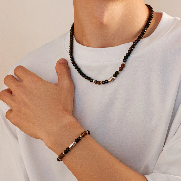 Rustiva™ | Vintage Natuursteen Kettting & Armband Set
