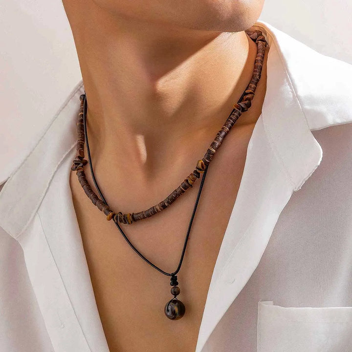 Rustiva™ | Stoere Dubbele Natuursteen Ketting Set voor Heren