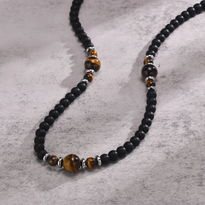 Rustiva™ | Heren Ketting Met Tijgeroog & Natuursteen
