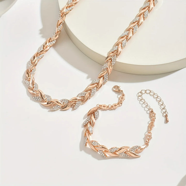 Rustiva™ | Elegante Visgraat Ketting en Armband Set