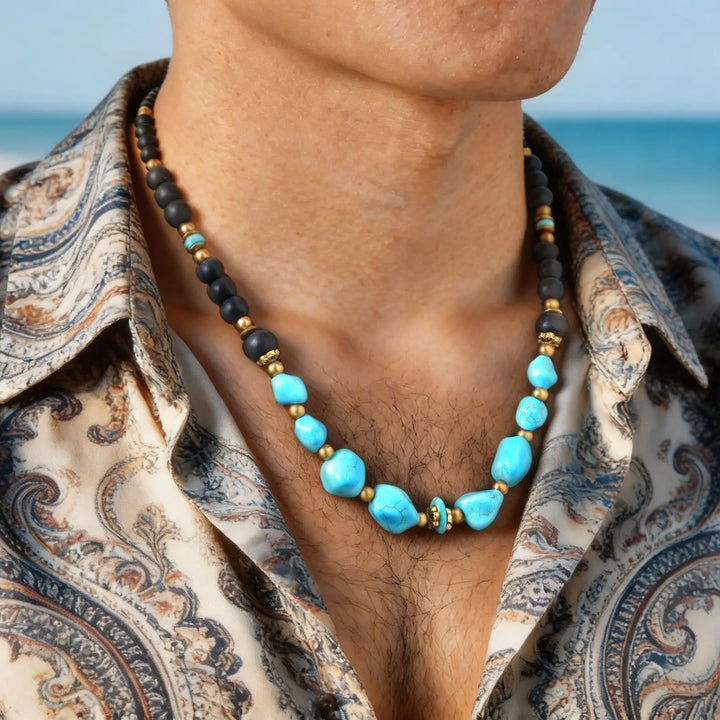 Rustiva™ | Vintage Turquoise Natuursteen Ketting