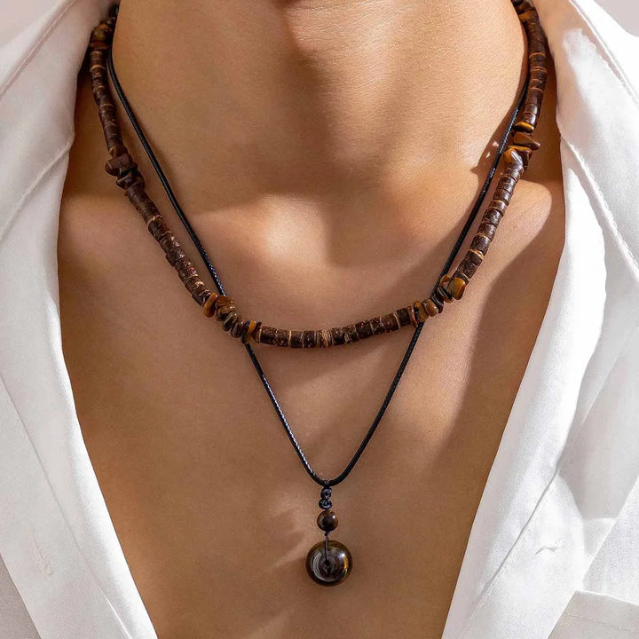 Rustiva™ | Stoere Dubbele Natuursteen Ketting Set voor Heren