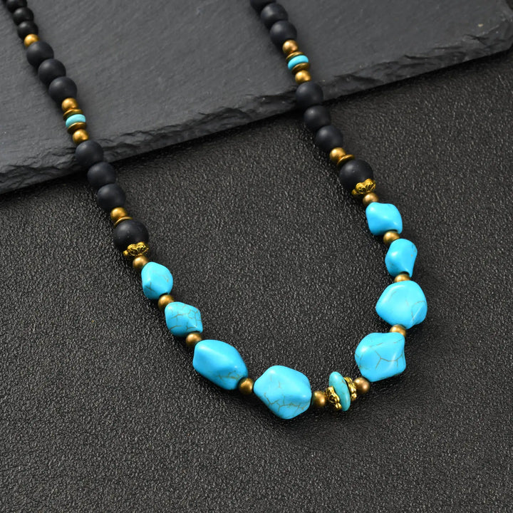 Rustiva™ | Vintage Turquoise Natuursteen Ketting