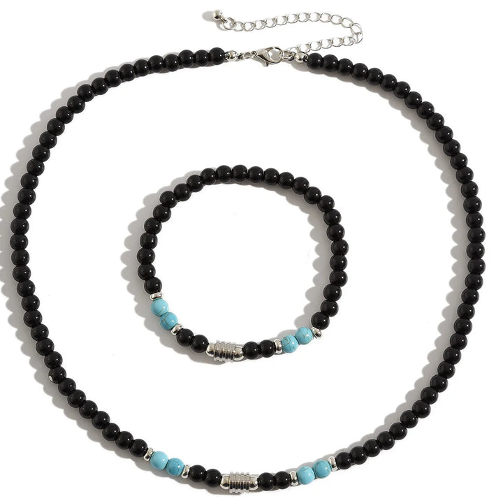 Rustiva™ | Vintage Natuursteen Kettting & Armband Set