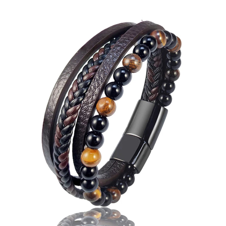 Rustiva™ | Dubbele Heren Armband Met Natuursteen