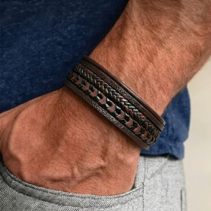 Rustiva™ | Lederen Herenarmband – robuust, stijlvol en tijdloos