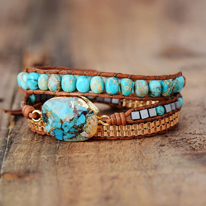 Rustiva™ | Dames Zomerarmband met Turquoise Natuursteen