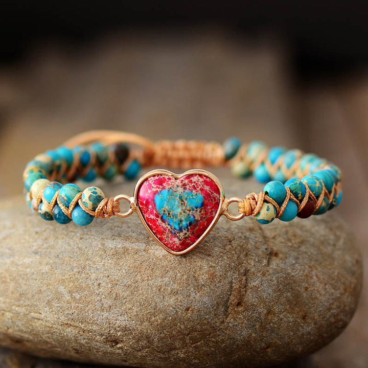 Rustiva™ | Boho Hartjes Armband met Natuursteen